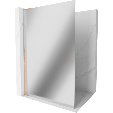 Mexen Kioto L Walk-in Shower Wall 100 x 200 cm, Mirror, Brushed Bronze - 800-100-103-65-50