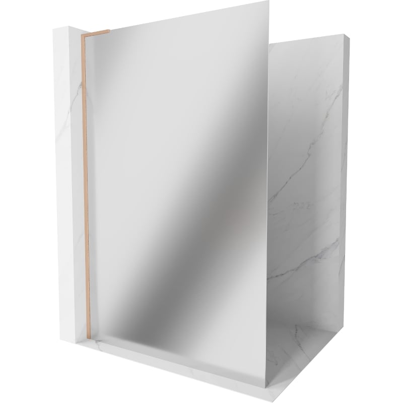 Mexen Kioto L zidni panel za tuš Walk-in 120 x 200 cm, ogledalo, brušeni bakar - 800-120-103-65-50