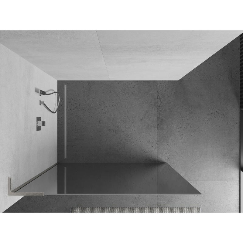 Mexen Kioto L Walk-in Shower Wall 80 x 200 cm, Mirror, Brushed Nickel - 800-080-103-97-50