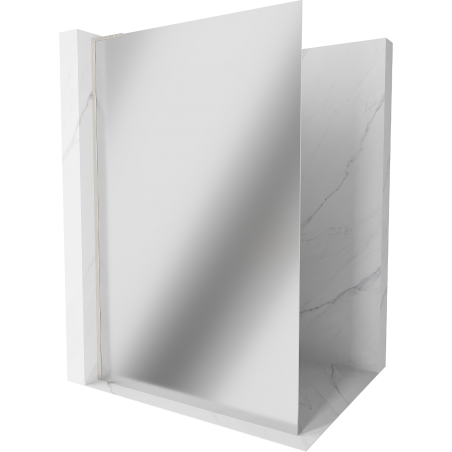 Mexen Kioto L Walk-in Shower Wall 80 x 200 cm, Mirror, Brushed Nickel - 800-080-103-97-50