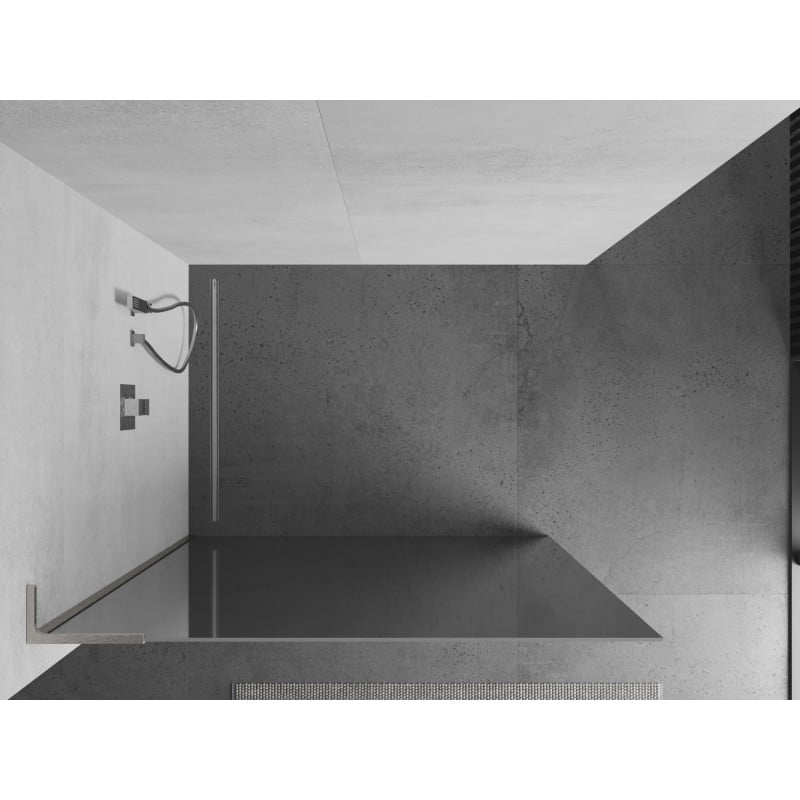 Mexen Kioto L shower wall Walk-in 120 x 200 cm, mirror, brushed nickel - 800-120-103-97-50