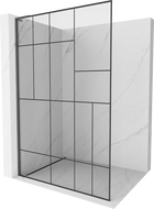 Mexen Kioto L ścianka prysznicowa Walk-in 90 x 200 cm, czarny wzór, gun gray szczotkowany - 800-090-103-66-78