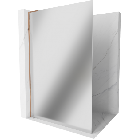 Mexen Kioto L Walk-in Shower Wall 70 x 200 cm, Mirror, Rose Gold - 800-070-103-60-50