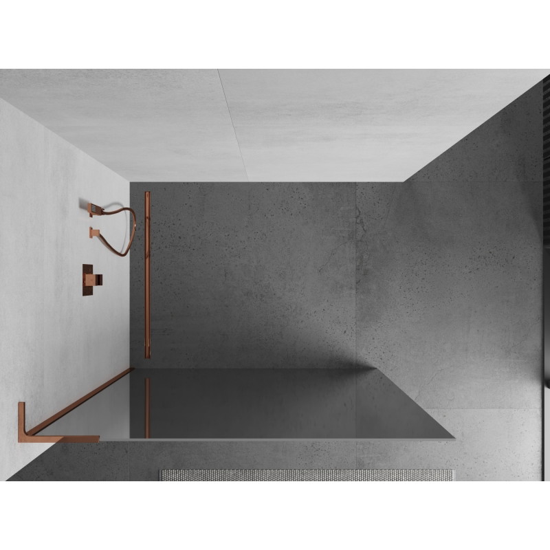 Mexen Kioto L Tuš stijena Walk-in 80 x 200 cm, ogledalo, ružičasto zlato - 800-080-103-60-50