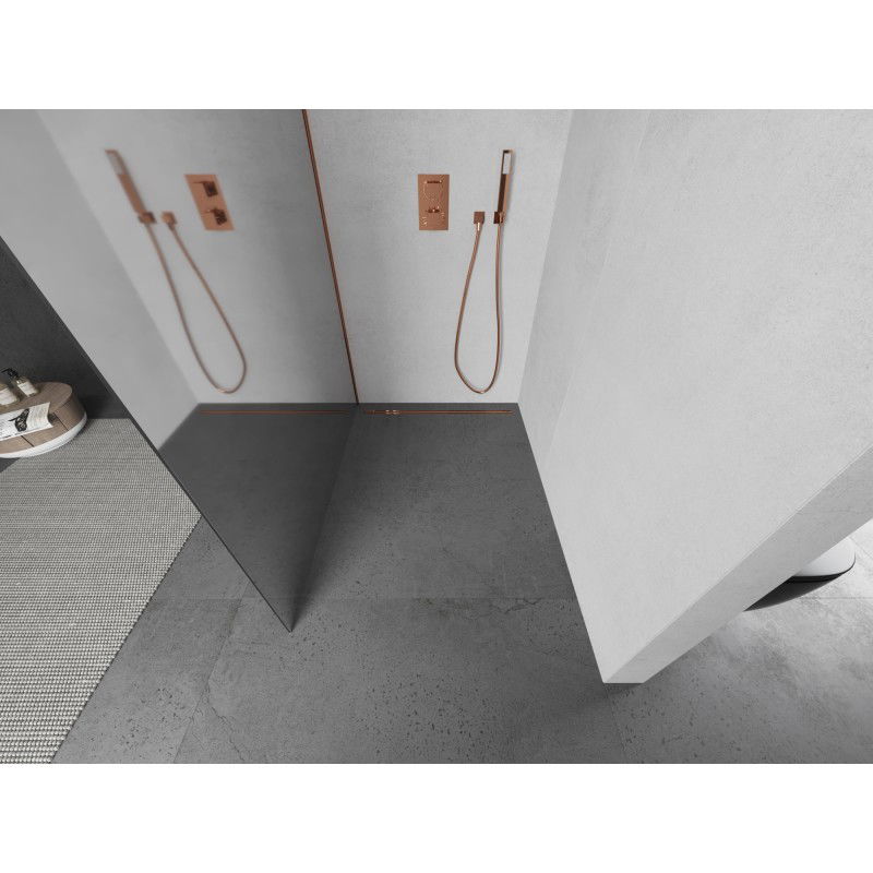 Mexen Kioto L paroi de douche Walk-in 120 x 200 cm, miroir, or rose - 800-120-103-60-50