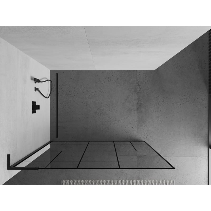 Mexen Kioto L ścianka prysznicowa Walk-in 100 x 200 cm, czarny wzór, czarna - 800-100-103-70-78