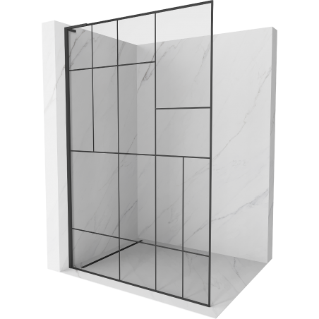 Mexen Kioto L Shower Wall Walk-in 90 x 200 cm, black pattern, black - 800-090-103-70-78