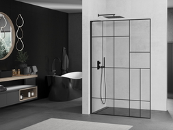 Mexen Kioto L stijena za tuširanje Walk-in 80 x 200 cm, crni uzorak, crna - 800-080-103-70-78