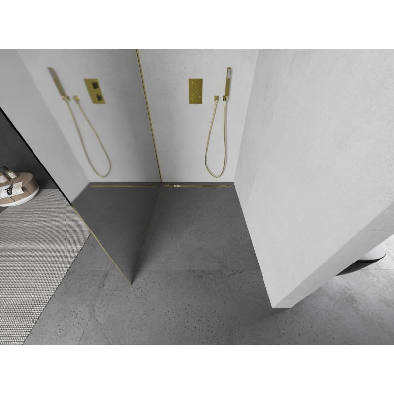 Mexen Kioto L dušisein Walk-in 80 x 200 cm, peegel, kuldne - 800-080-103-50-50