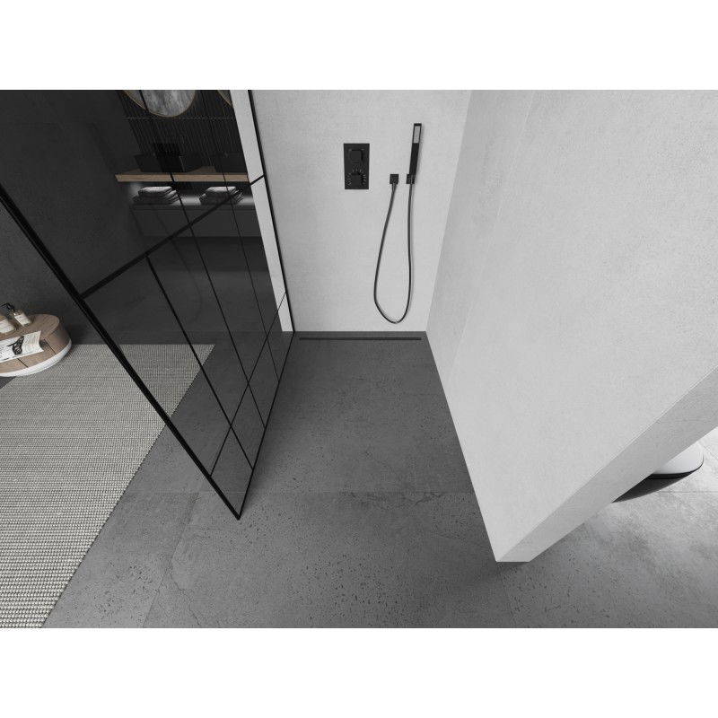 Mexen Kioto L Duschwand Walk-in 70 x 200 cm, schwarzes Muster, schwarz - 800-070-103-70-78