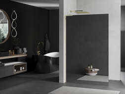 Mexen Kioto L zidni tuš Walk-in 90 x 200 cm, ogledalo, zlatna - 800-090-103-50-50