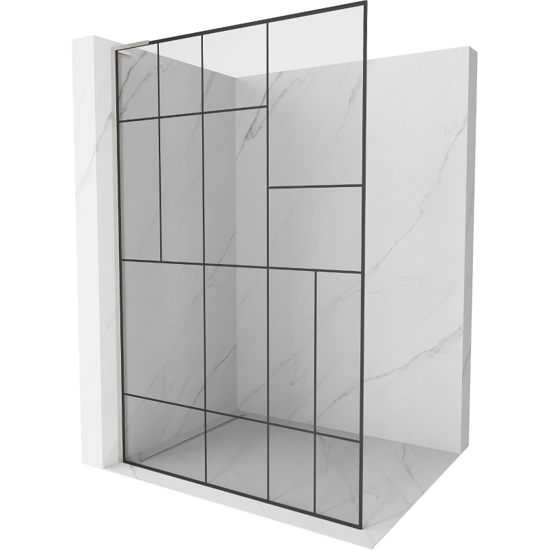 Mexen Kioto L ścianka prysznicowa Walk-in 100 x 200 cm, czarny wzór, nikiel szczotkowany - 800-100-103-97-78
