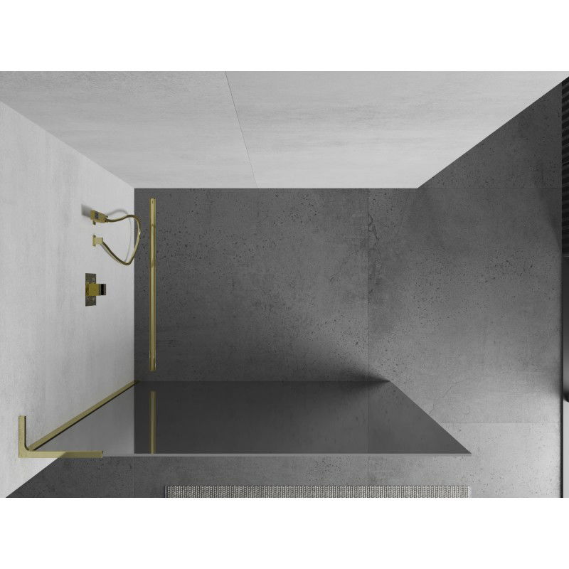 Mexen Kioto L Duschtrennwand Walk-in 100 x 200 cm, Spiegel, Gold - 800-100-103-50-50