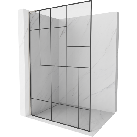 Mexen Kioto L paroi de douche Walk-in 80 x 200 cm, motif noir, nickel brossé - 800-080-103-97-78