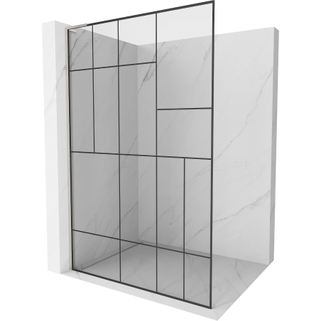 Mexen Kioto L Duschwand Walk-in 70 x 200 cm, schwarzes Muster, gebürstetes Nickel - 800-070-103-97-78