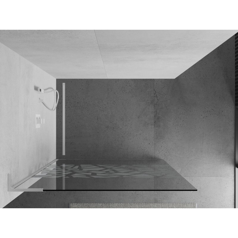 Mexen Kioto L duschvägg Walk-in 120 x 200 cm, vitt mönster, vit - 800-120-103-20-85