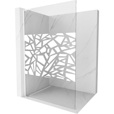 Mexen Kioto L Walk-in Shower Wall 120 x 200 cm, white pattern, white - 800-120-103-20-85