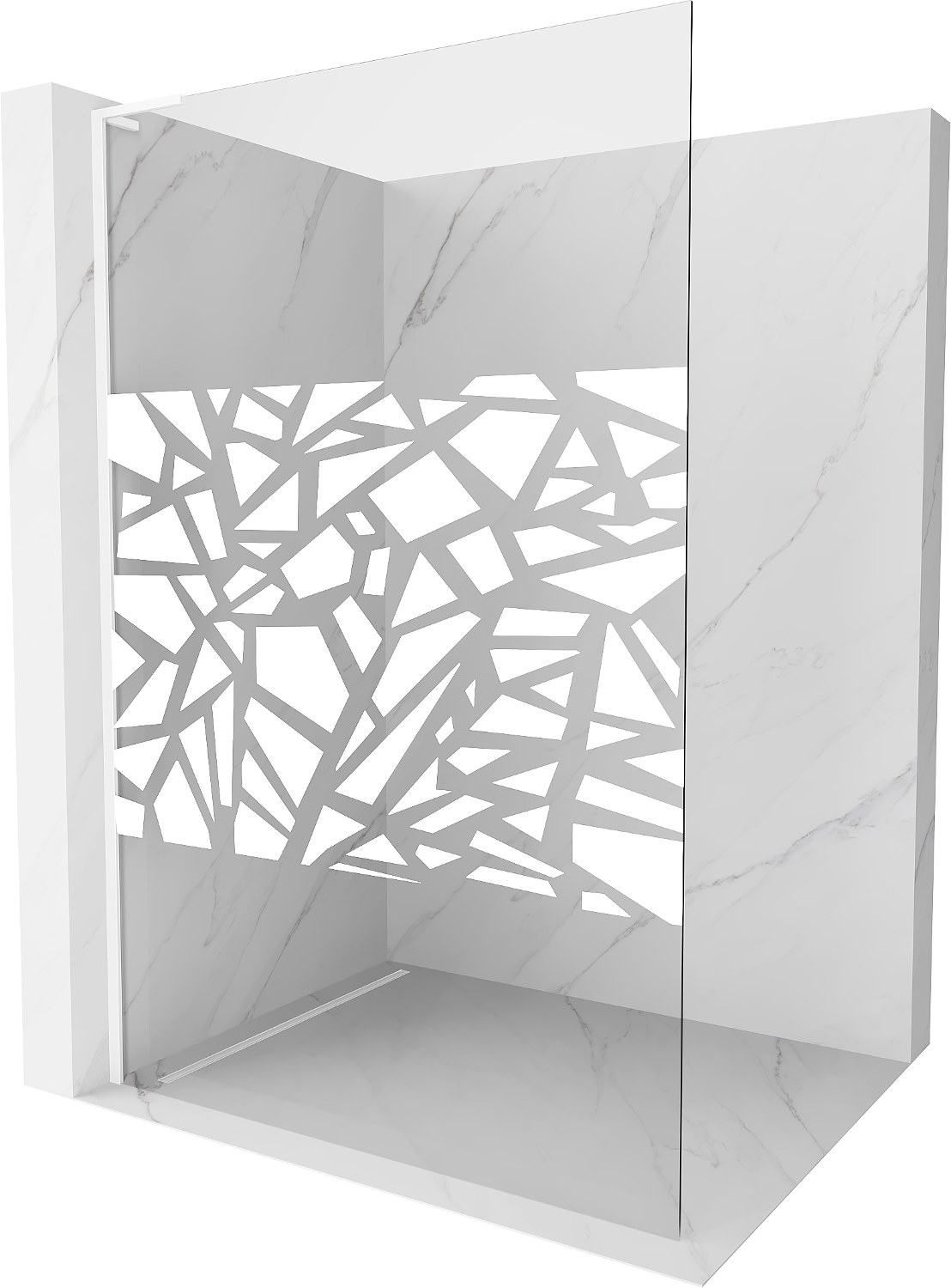 Mexen Kioto L ścianka prysznicowa Walk-in 100 x 200 cm, biały wzór, biała - 800-100-103-20-85