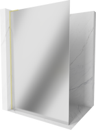 Mexen Kioto L Zidni paravan za tuš Walk-in 80 x 200 cm, ogledalo, zlatni brušeni - 800-080-103-55-50