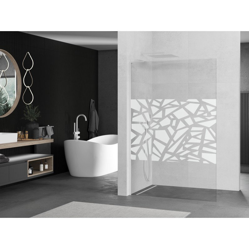 Mexen Kioto L Duschwand Walk-in 90 x 200 cm, wäisse Muster, wäiss - 800-090-103-20-85