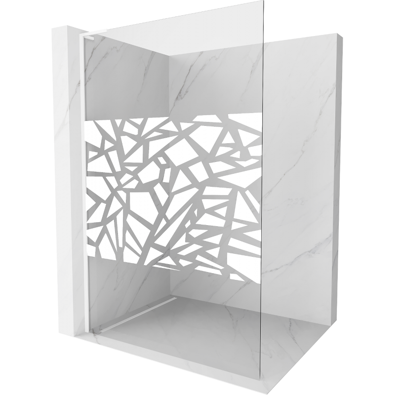 Mexen Kioto L paroi de douche Walk-in 80 x 200 cm, motif blanc, blanc - 800-080-103-20-85