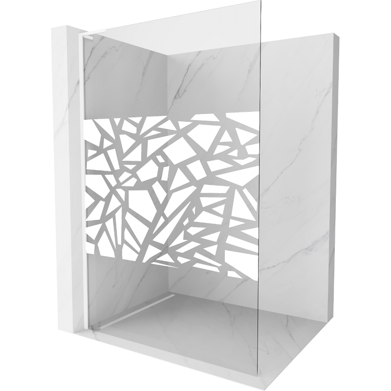 Mexen Kioto L panel de ducha Walk-in 70 x 200 cm, diseño blanco, blanco - 800-070-103-20-85