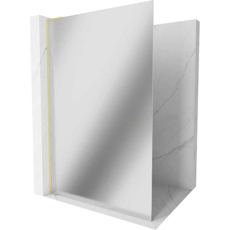 Mexen Kioto L Duschwand Walk-in 120 x 200 cm, Spiegel, gebürstetes Gold - 800-120-103-55-50