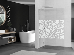 Mexen Kioto L tuš stijena Walk-in 120 x 200 cm, bijeli uzorak, krom - 800-120-103-01-85