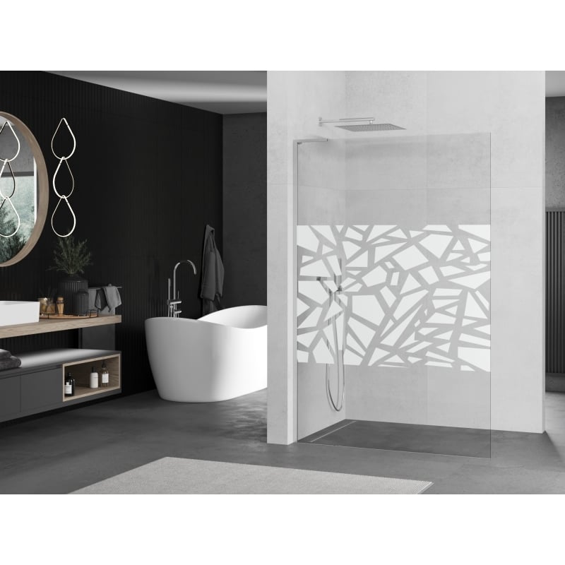 Mexen Kioto L dušisein Walk-in 110 x 200 cm, valge muster, kroom - 800-110-103-01-85
