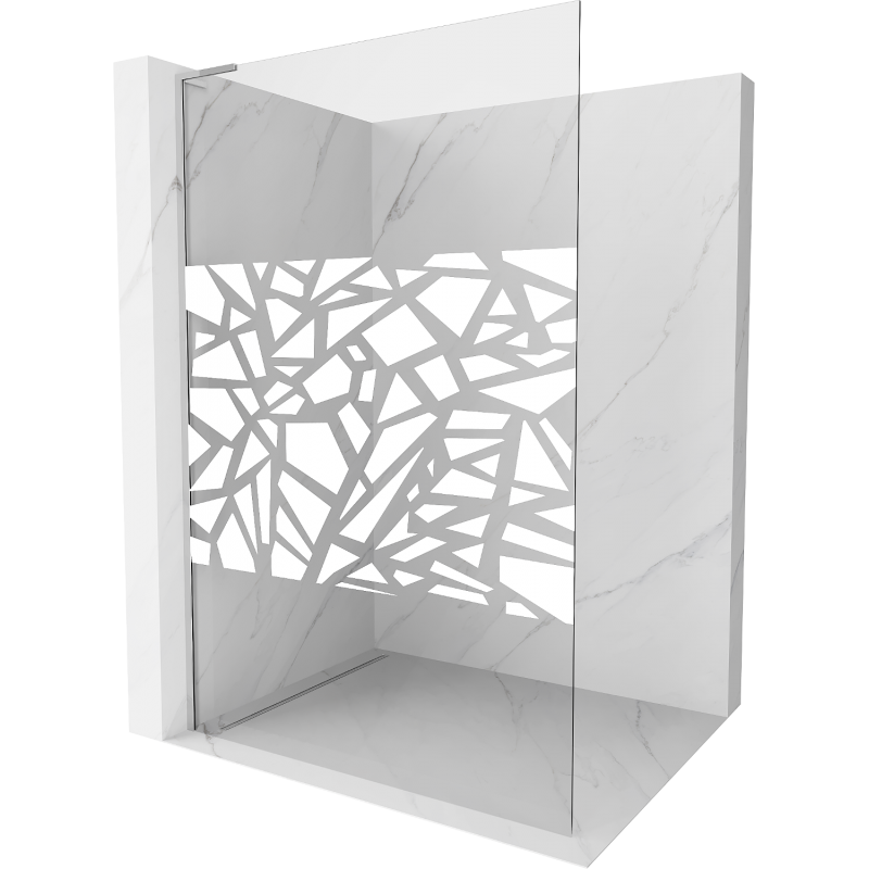 Mexen Kioto L mampara de ducha Walk-in 100 x 200 cm, diseño blanco, cromo - 800-100-103-01-85