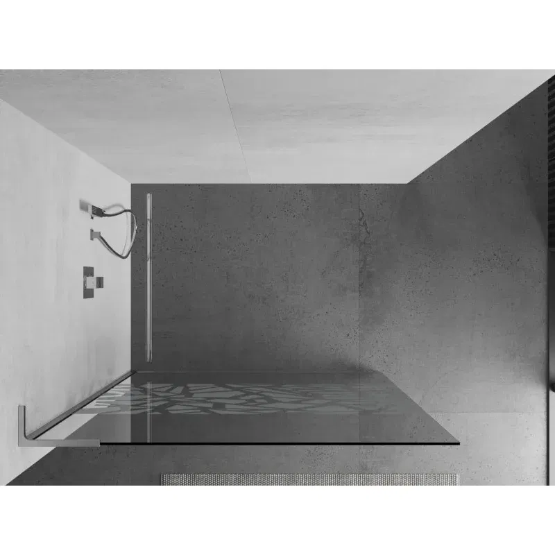 Mexen Kioto L Duschwand Walk-in 100 x 200 cm, weißes Muster, Chrom - 800-100-103-01-85