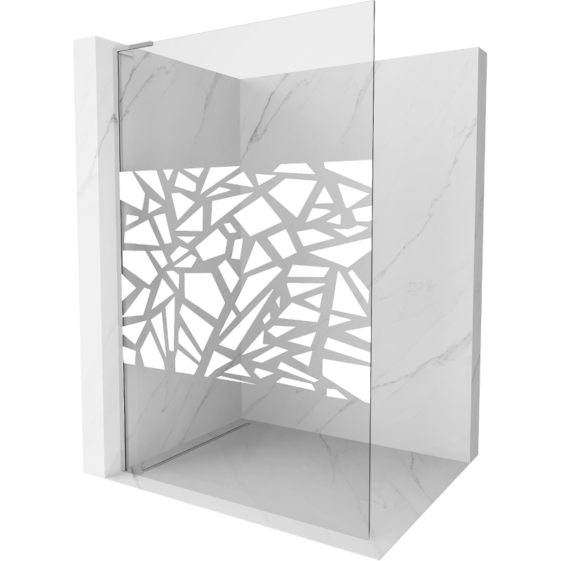 Mexen Kioto L parede de duche Walk-in 80 x 200 cm, padrão branco, cromado - 800-080-103-01-85