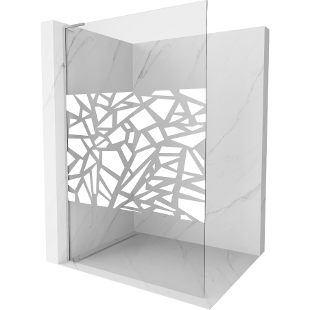 Mexen Kioto L Duschwand Walk-in 70 x 200 cm, weißes Muster, Chrom - 800-070-103-01-85