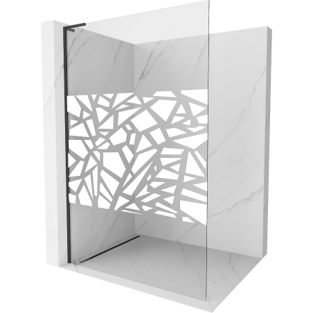 Mexen Kioto L Walk-in Shower Screen 120 x 200 cm, white pattern, black - 800-120-103-70-85