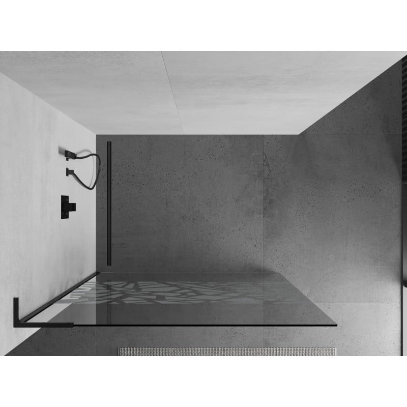 Mexen Kioto L panel de ducha Walk-in 110 x 200 cm, diseño blanco, negro - 800-110-103-70-85