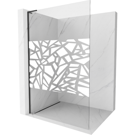 Mexen Kioto L douchewand Walk-in 100 x 200 cm, wit patroon, zwart - 800-100-103-70-85