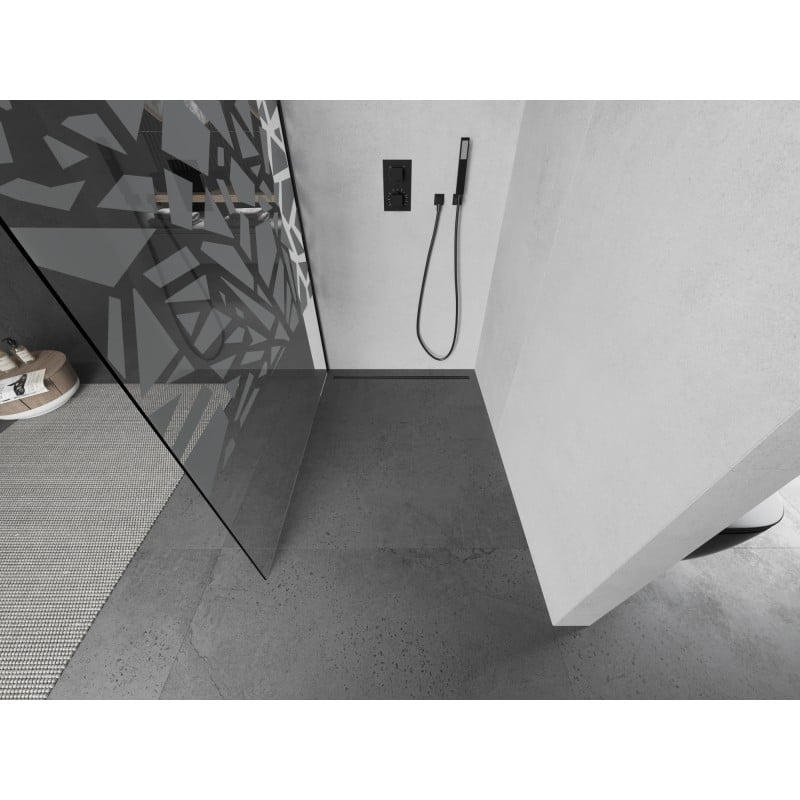 Mexen Kioto L ścianka prysznicowa Walk-in 100 x 200 cm, biały wzór, czarna - 800-100-103-70-85