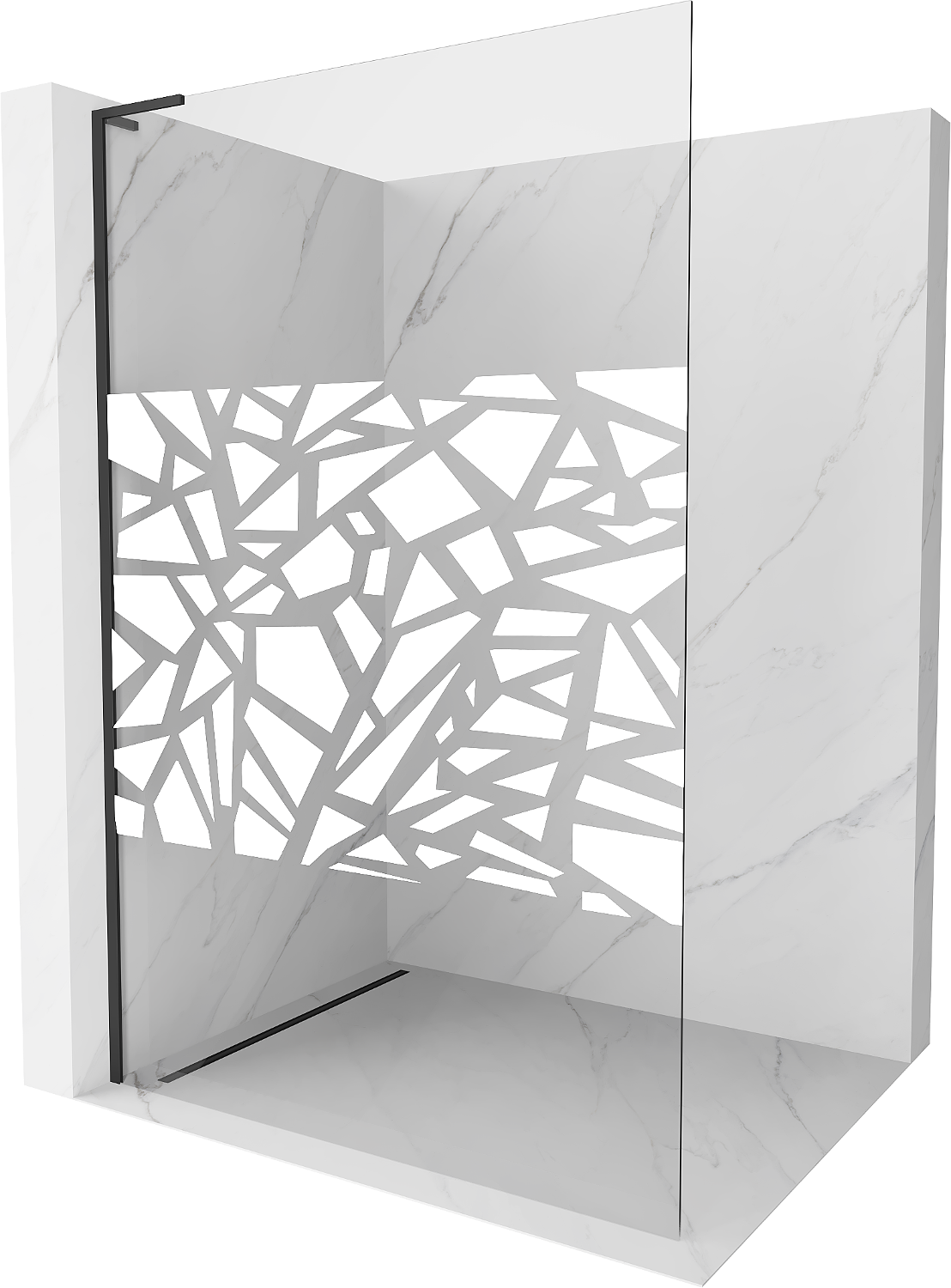 Mexen Kioto L ścianka prysznicowa Walk-in 80 x 200 cm, biały wzór, czarna - 800-080-103-70-85