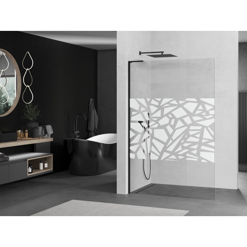 Mexen Kioto L dušisein Walk-in 70 x 200 cm, valge muster, must - 800-070-103-70-85