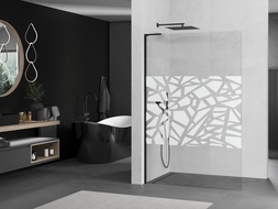 Mexen Kioto L parede de duche Walk-in 70 x 200 cm, padrão branco, preto - 800-070-103-70-85