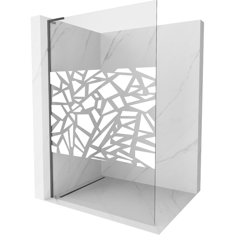 Mexen Kioto L dušisein Walk-in 120 x 200 cm, valge muster, harjatud gun gray - 800-120-103-66-85