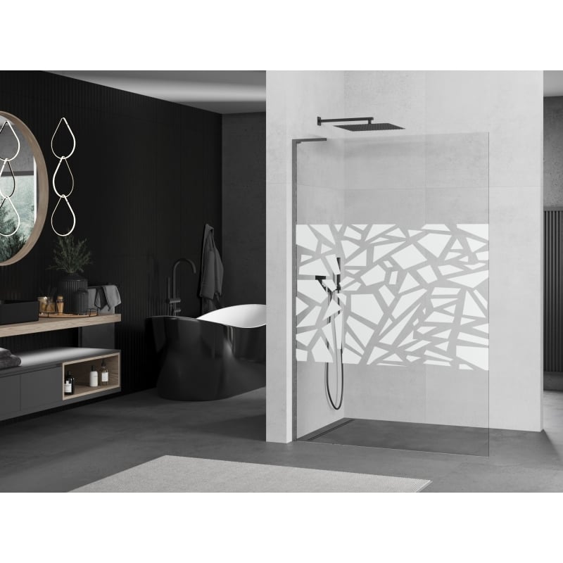 Mexen Kioto L dušisein Walk-in 90 x 200 cm, valge muster, gun gray harjatud - 800-090-103-66-85