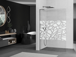 Mexen Kioto L ścianka prysznicowa Walk-in 70 x 200 cm, biały wzór, gun gray szczotkowany - 800-070-103-66-85