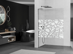 Mexen Kioto L stijena za tuš Walk-in 70 x 200 cm, bijeli uzorak, gun gray četkani - 800-070-103-66-85