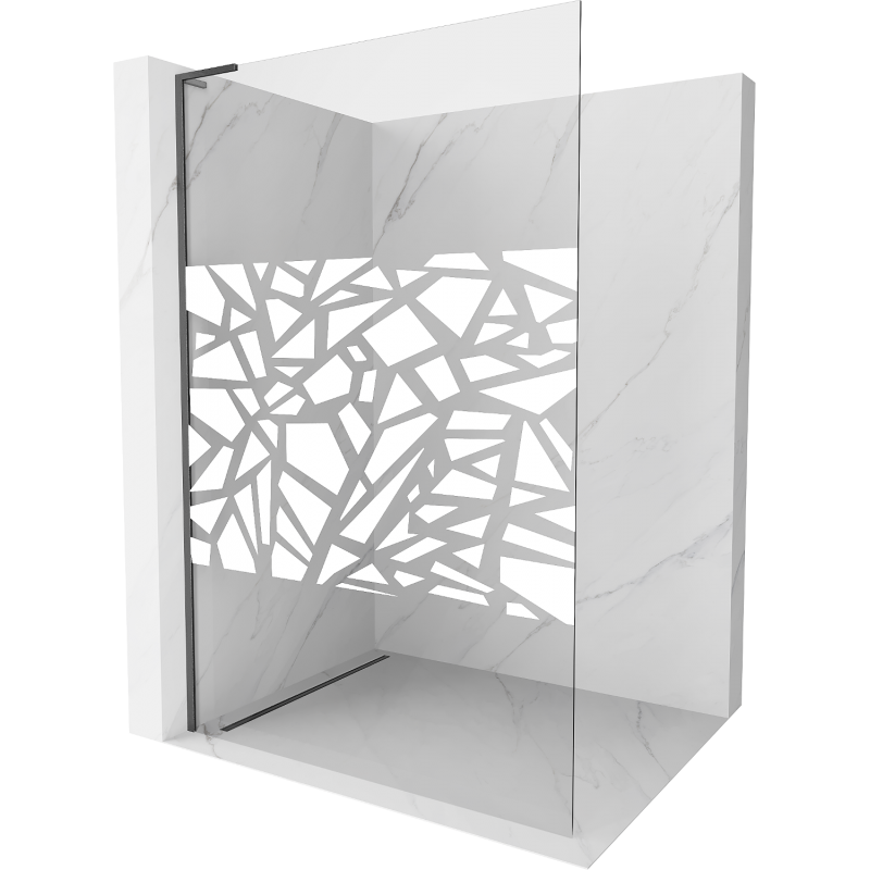 Mexen Kioto L parede de chuveiro Walk-in 70 x 200 cm, padrão branco, cinza escovado - 800-070-103-66-85