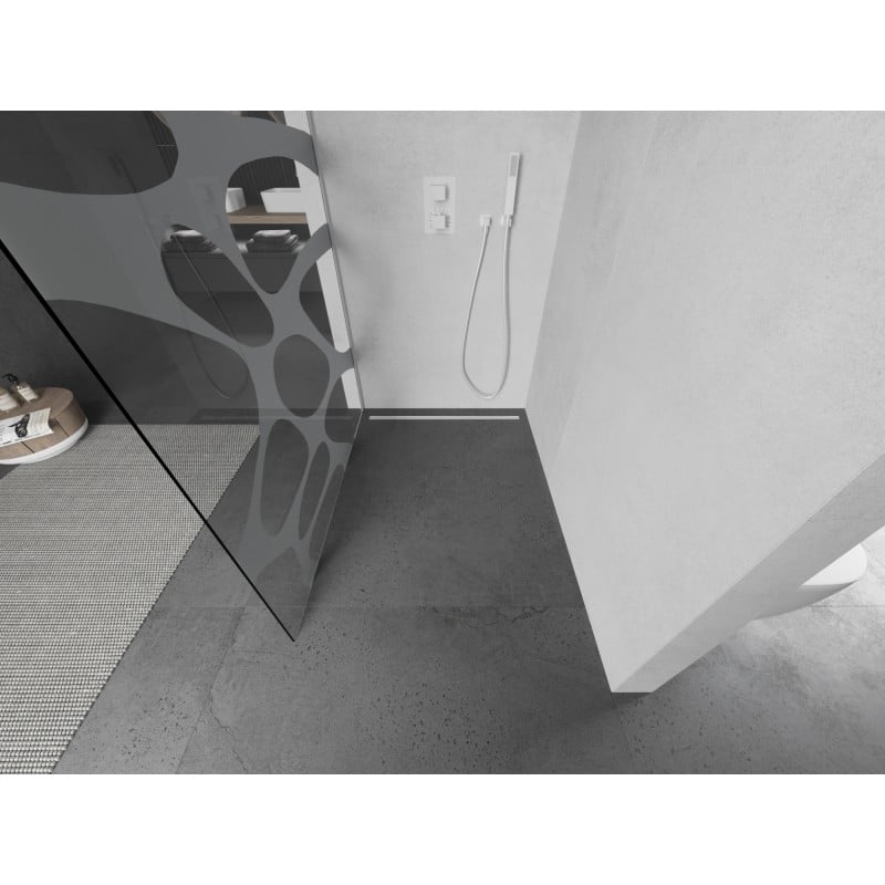 Mexen Kioto L panel de ducha Walk-in 110 x 200 cm, ola blanca, blanco - 800-110-103-20-97