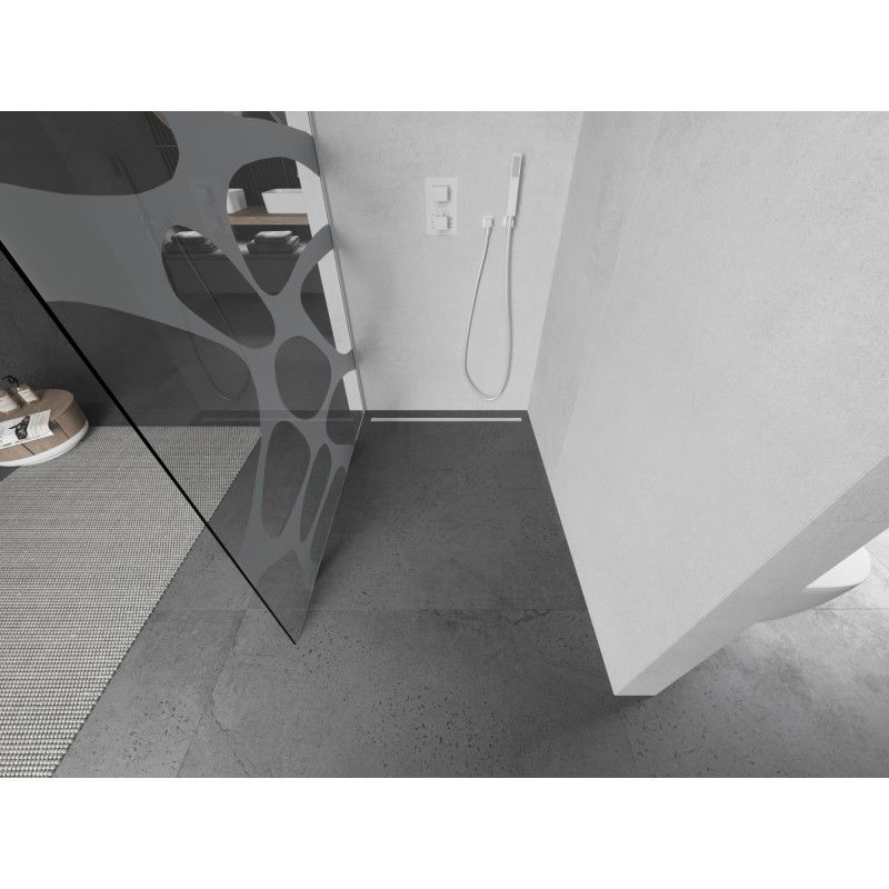 Mexen Kioto L Suihkuseinä Walk-in 100 x 200 cm, valkoinen aalto, valkoinen - 800-100-103-20-97