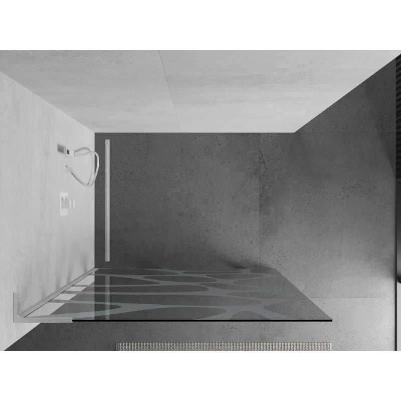 Mexen Kioto L panel de ducha walk-in 100 x 200 cm, ola blanca, blanco - 800-100-103-20-97