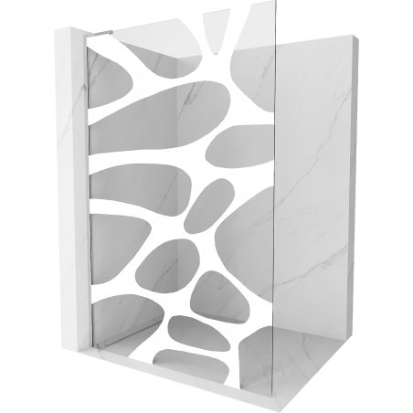 Mexen Kioto L Walk-in Shower Wall 100 x 200 cm, white pattern, chrome - 800-100-103-01-97