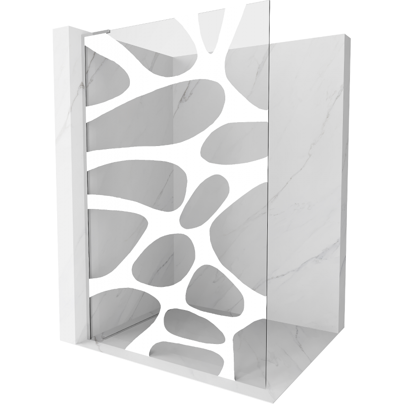 Mexen Kioto L Shower Wall Walk-in 80 x 200 cm, white wave, chrome - 800-080-103-01-97